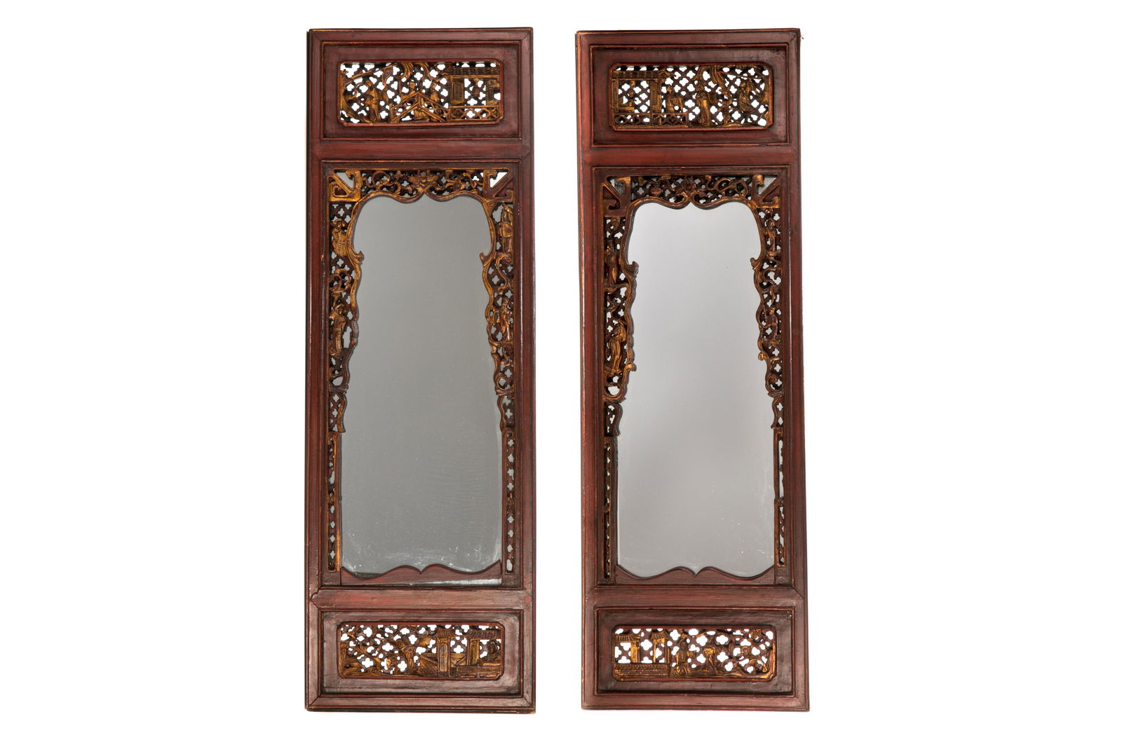 PAIR OF CHINESE WOOD FRAMED MIRRORS (1 of 6)