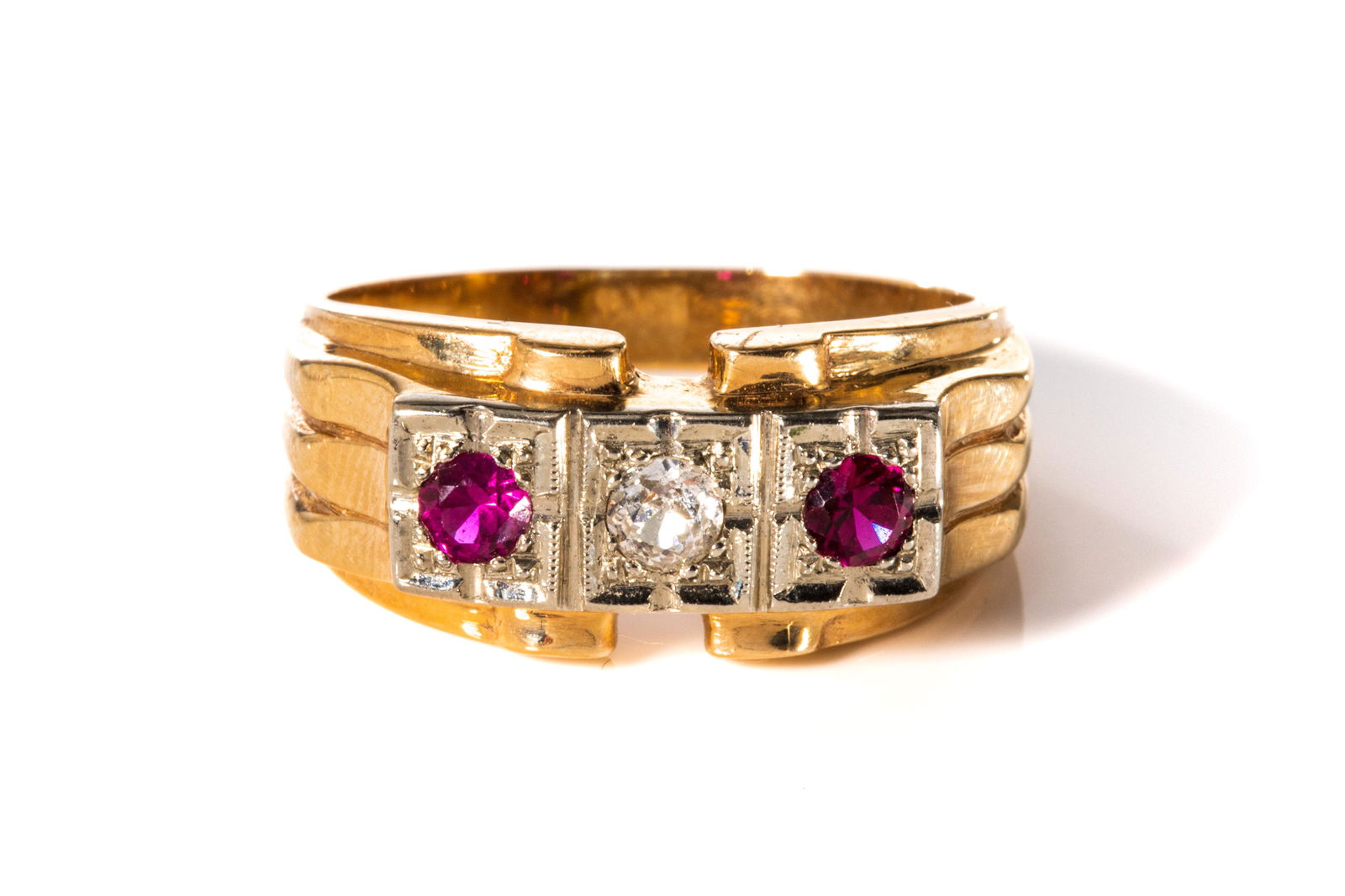 14K GOLD & DIAMOND MEN'S RING, 7g (1 of 5)