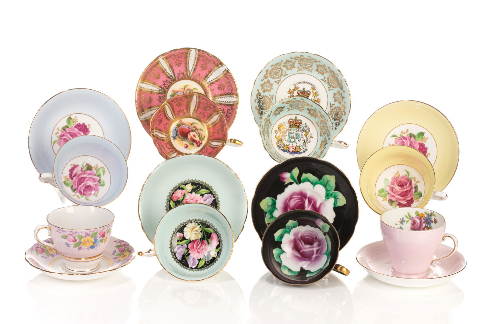 EIGHT PORCELAIN CUPS & SAUCERS (1 of 9)