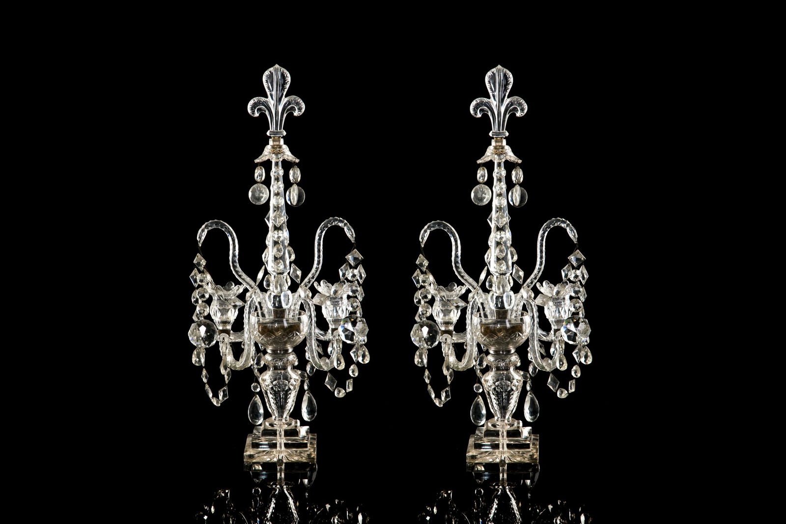 PAIR OF BEADED GLASS GIRONDELLE CANDELABRA (1 of 3)