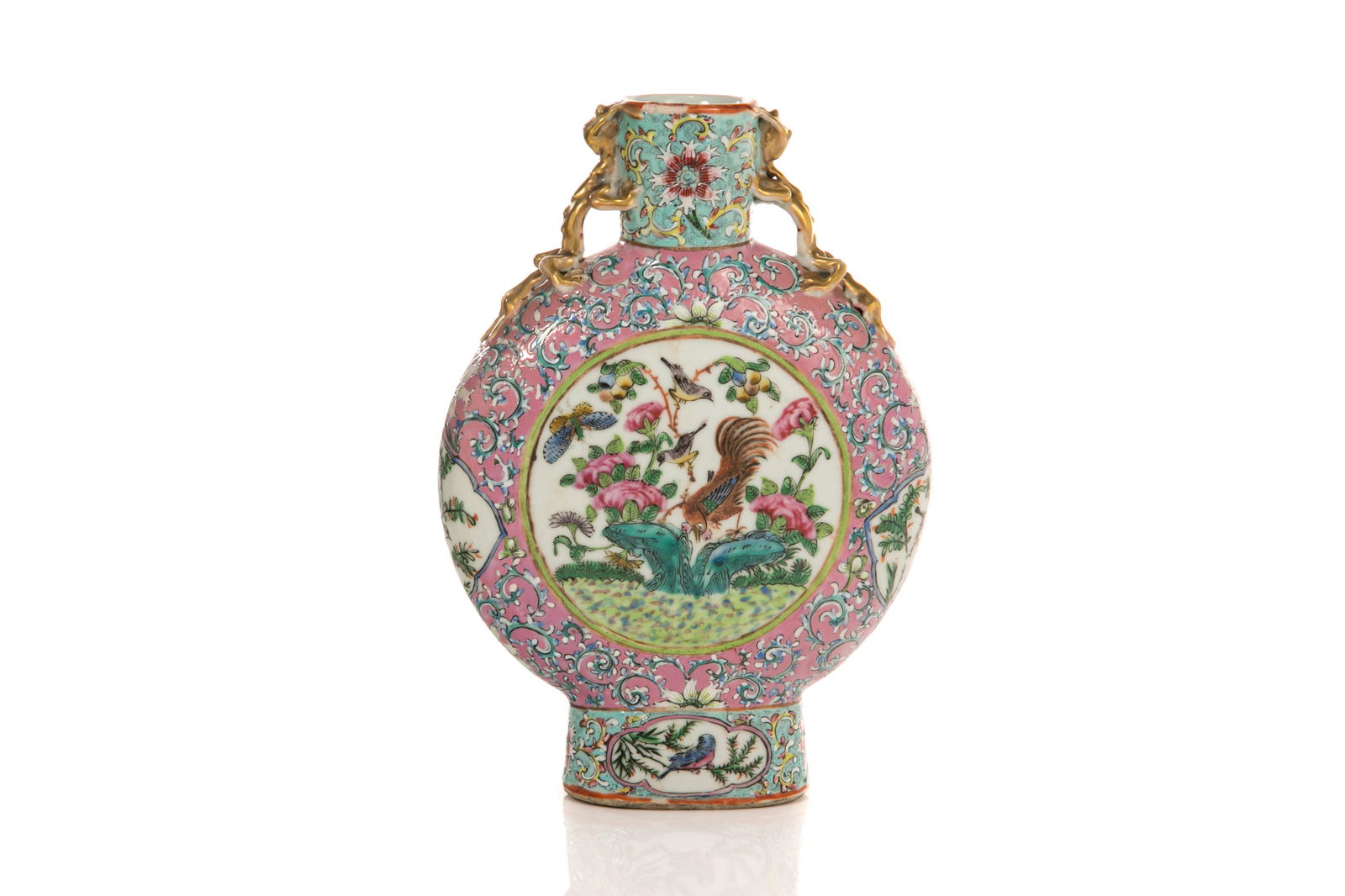 CHINESE FAMILLE ROSE MOON FLASK PORCELAIN VASE (1 of 4)
