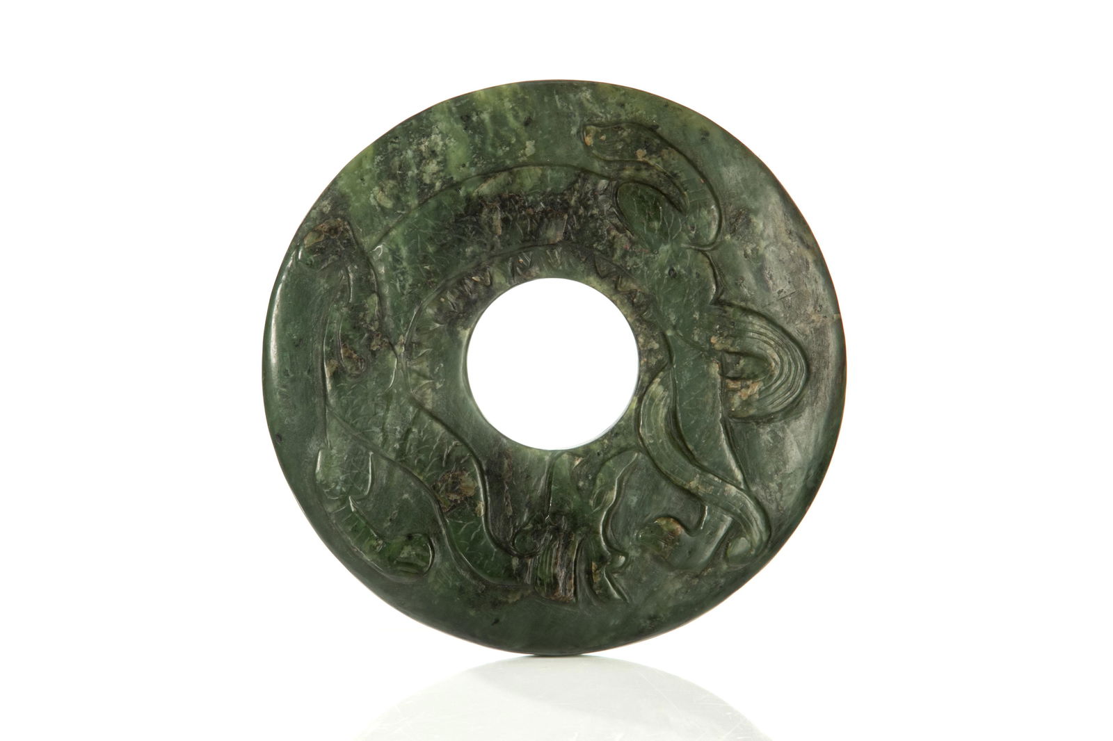 20TH C. CHINESE JADE BI DISC IN EARLY MANNER (1 of 6)