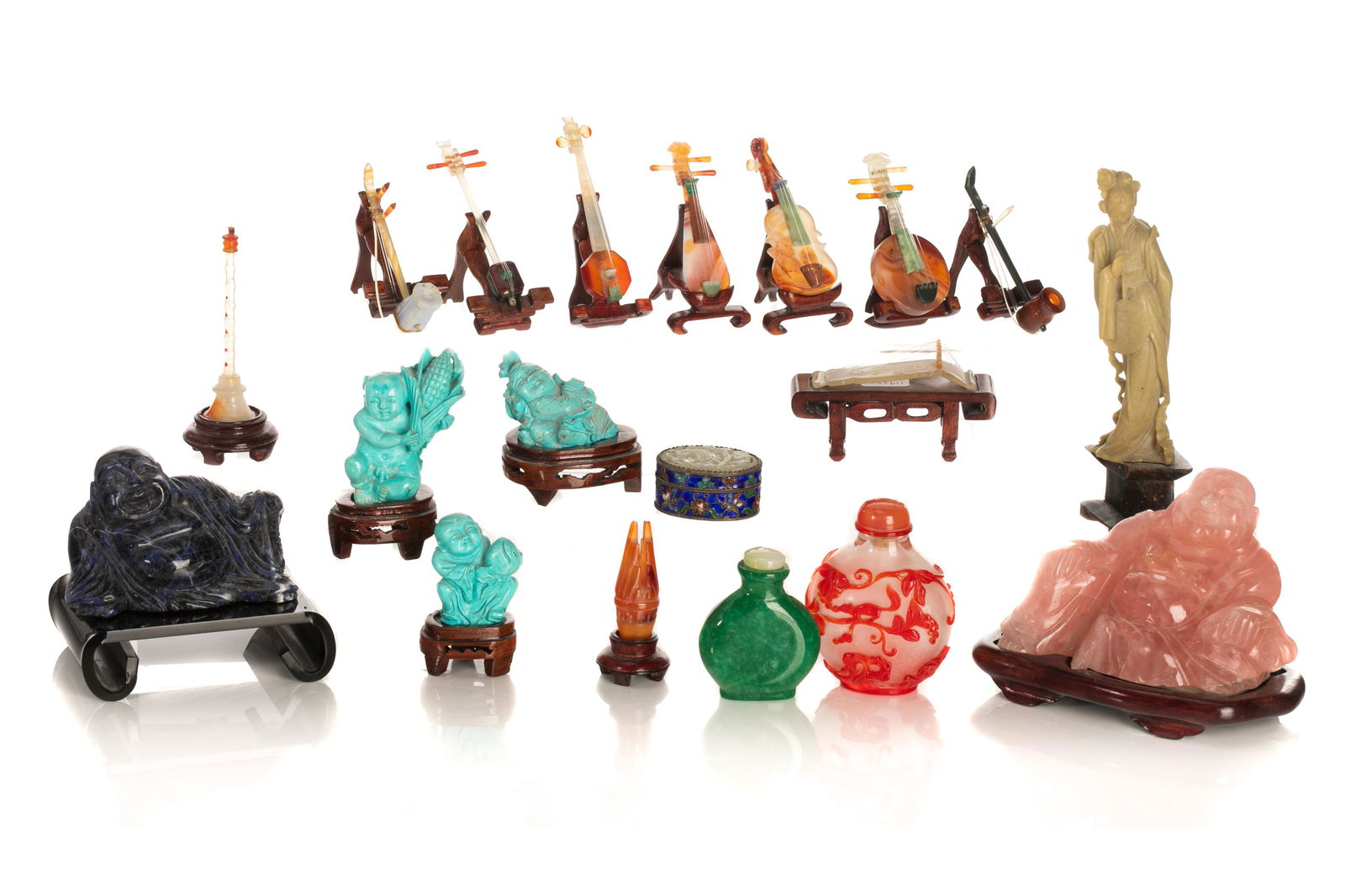 LOT OF NINETEEN CHINESE ASSORTED STONE CARVINGS (1 of 5)