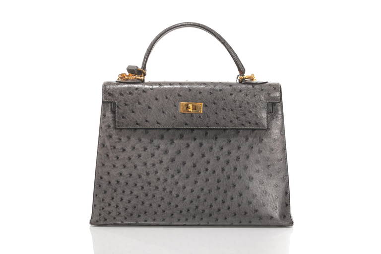 Hermes Kelly Touch 25 Retourne Bag Black Lizard / Togo Permabrass