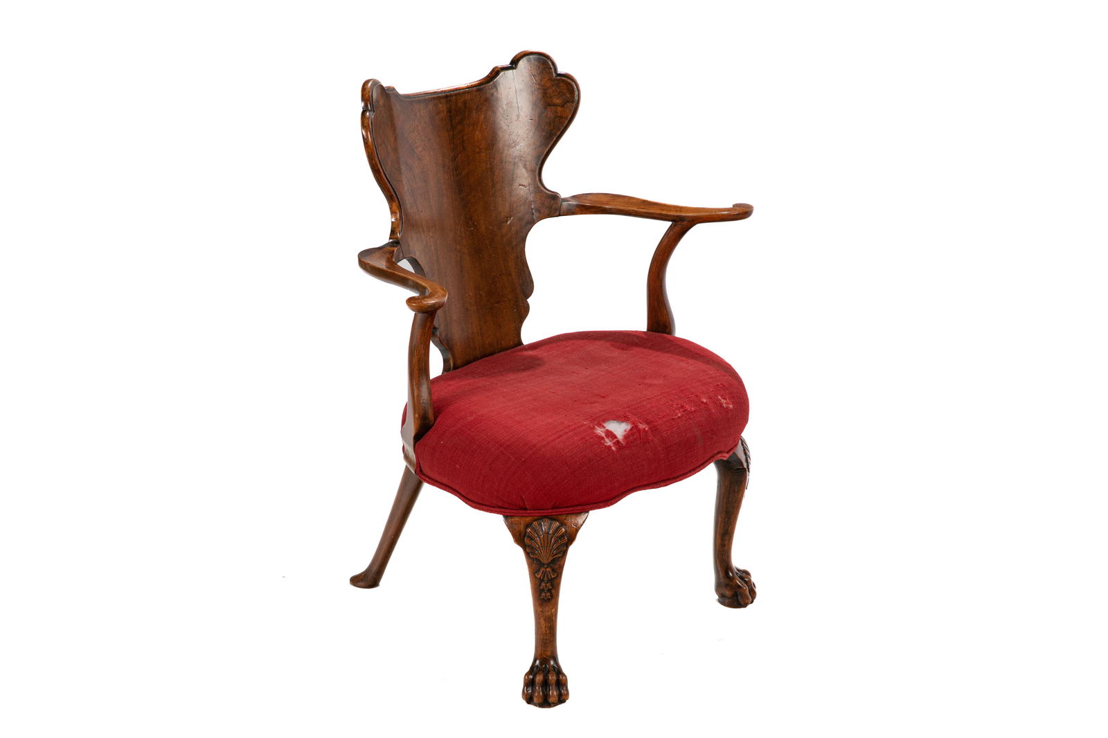 ANTIQUE ENGLISH WALNUT LIBRARY CHAIR (1 of 4)