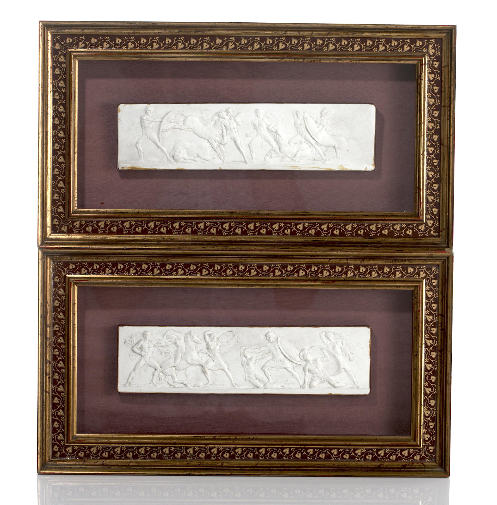 THREE FRAMED CLASSICAL PLASTER BAS RELIEFS (1 of 2)