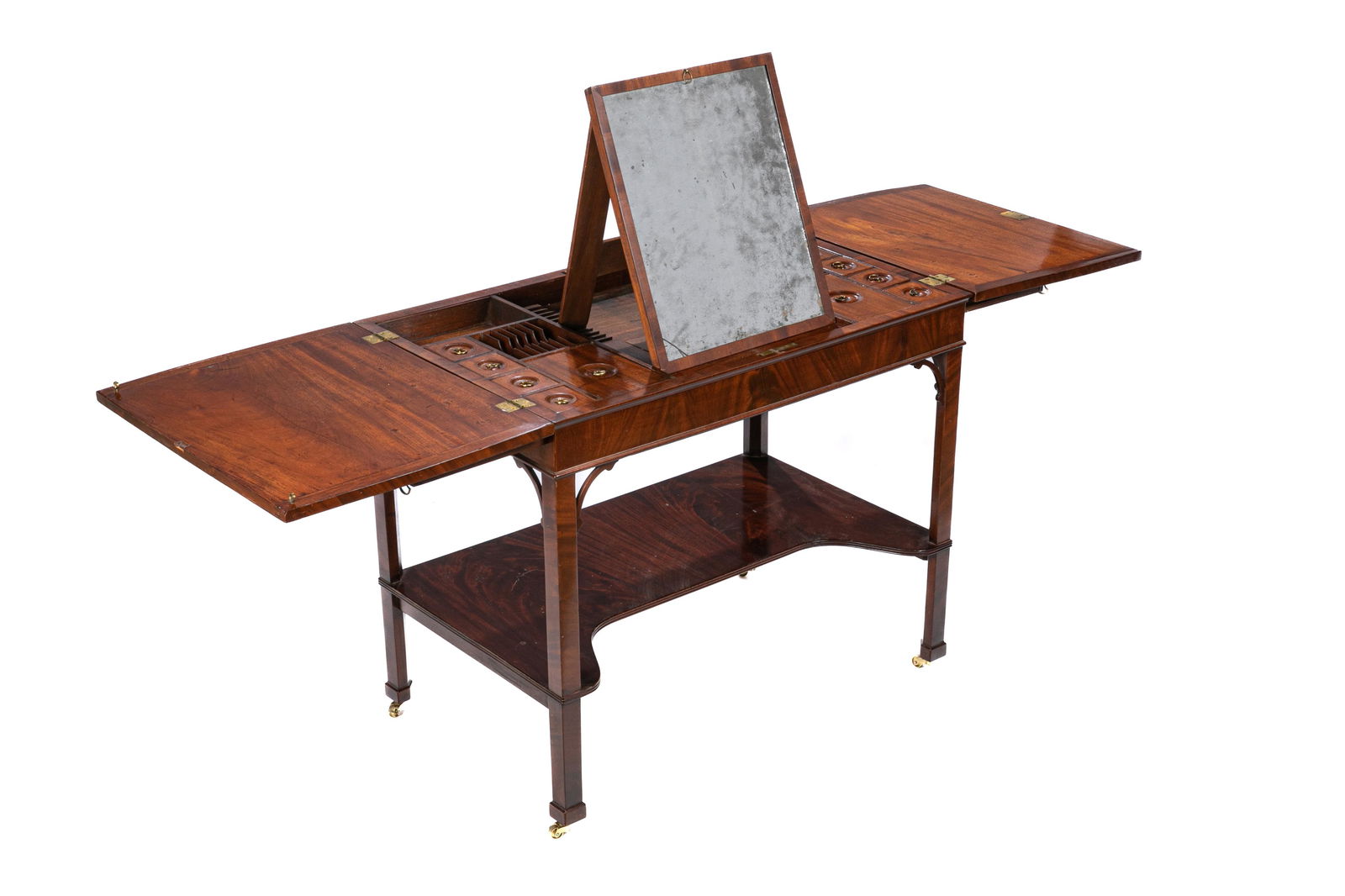 GEORGE III ENGLISH FLAME MAHOGANY DRESSING TABLE (1 of 4)