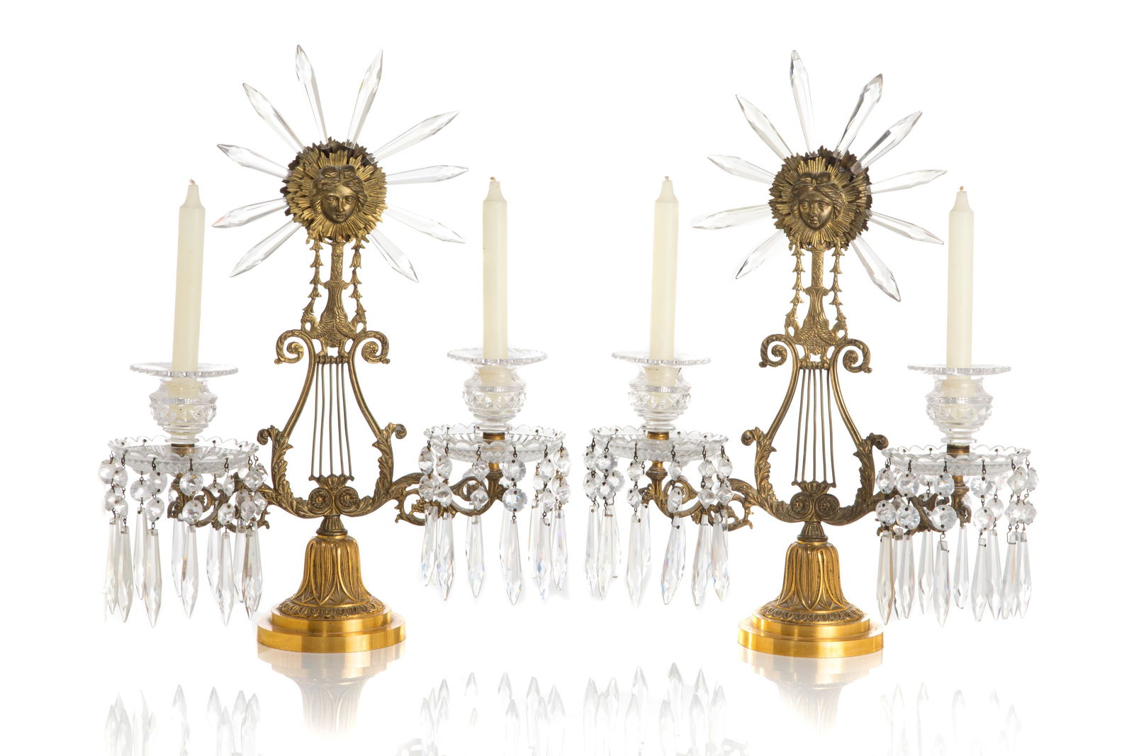PAIR OF GEORGIAN CUT GLASS CANDELABRA (1 of 2)