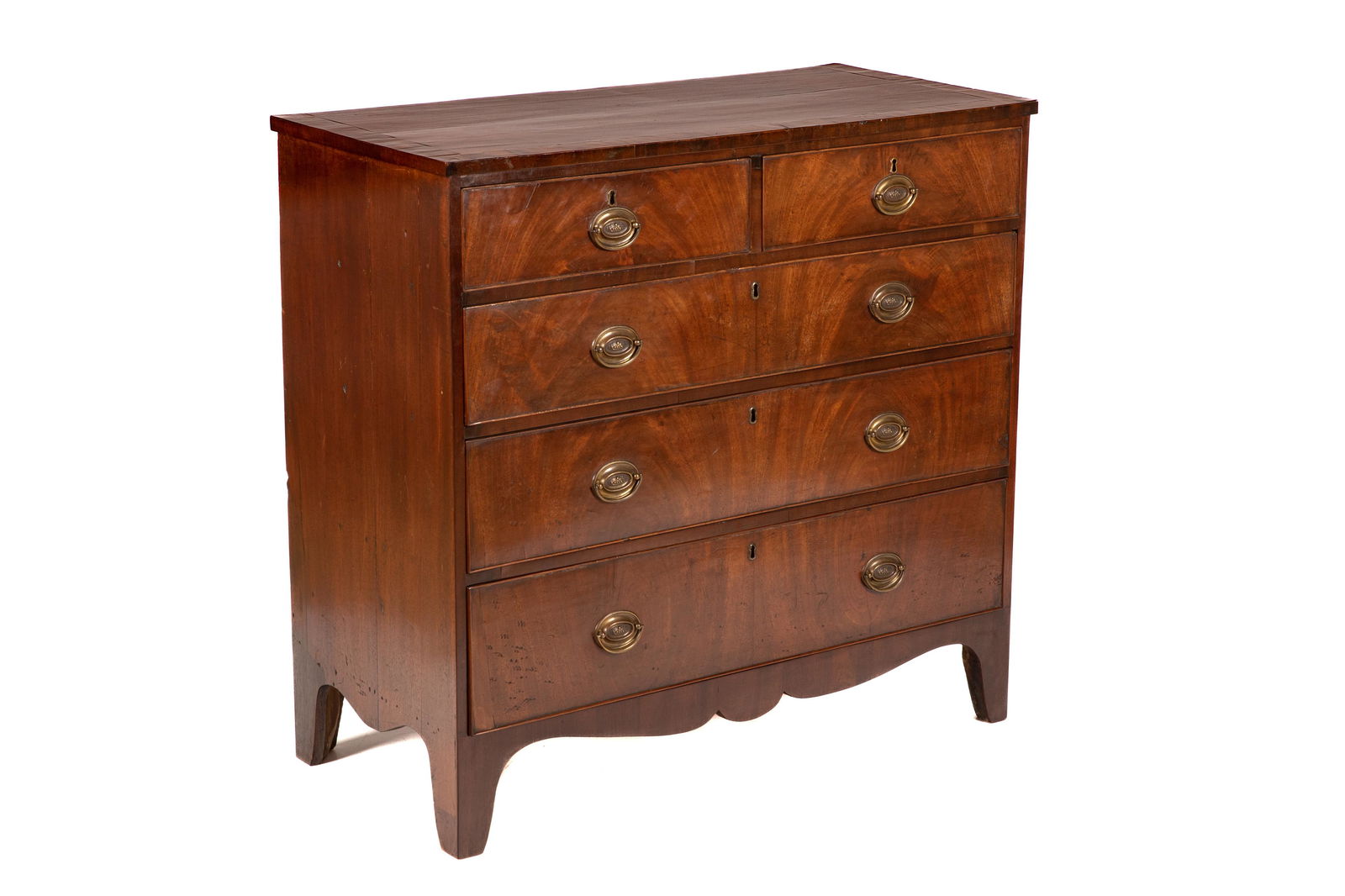 ENGLISH REGENCY FIGURED MAHOGANY CHEST OF DRAWERS (1 of 6)