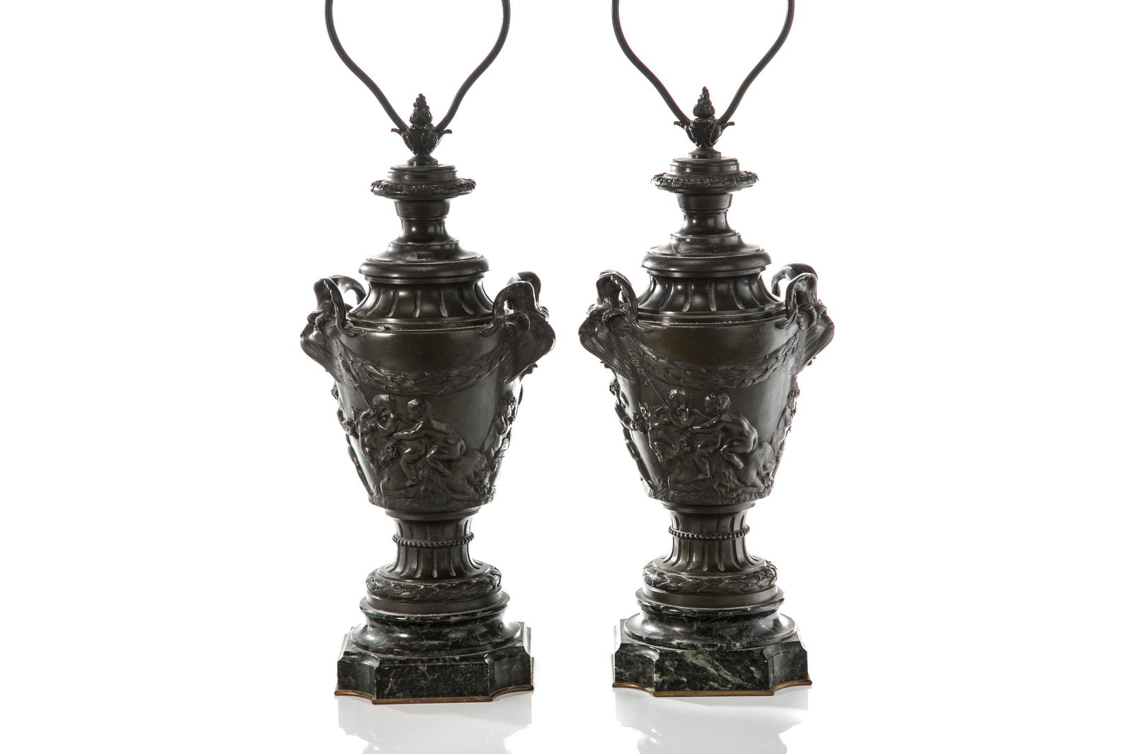 FRENCH CAST BRONZE URNS AS LAMPS (1 of 3)