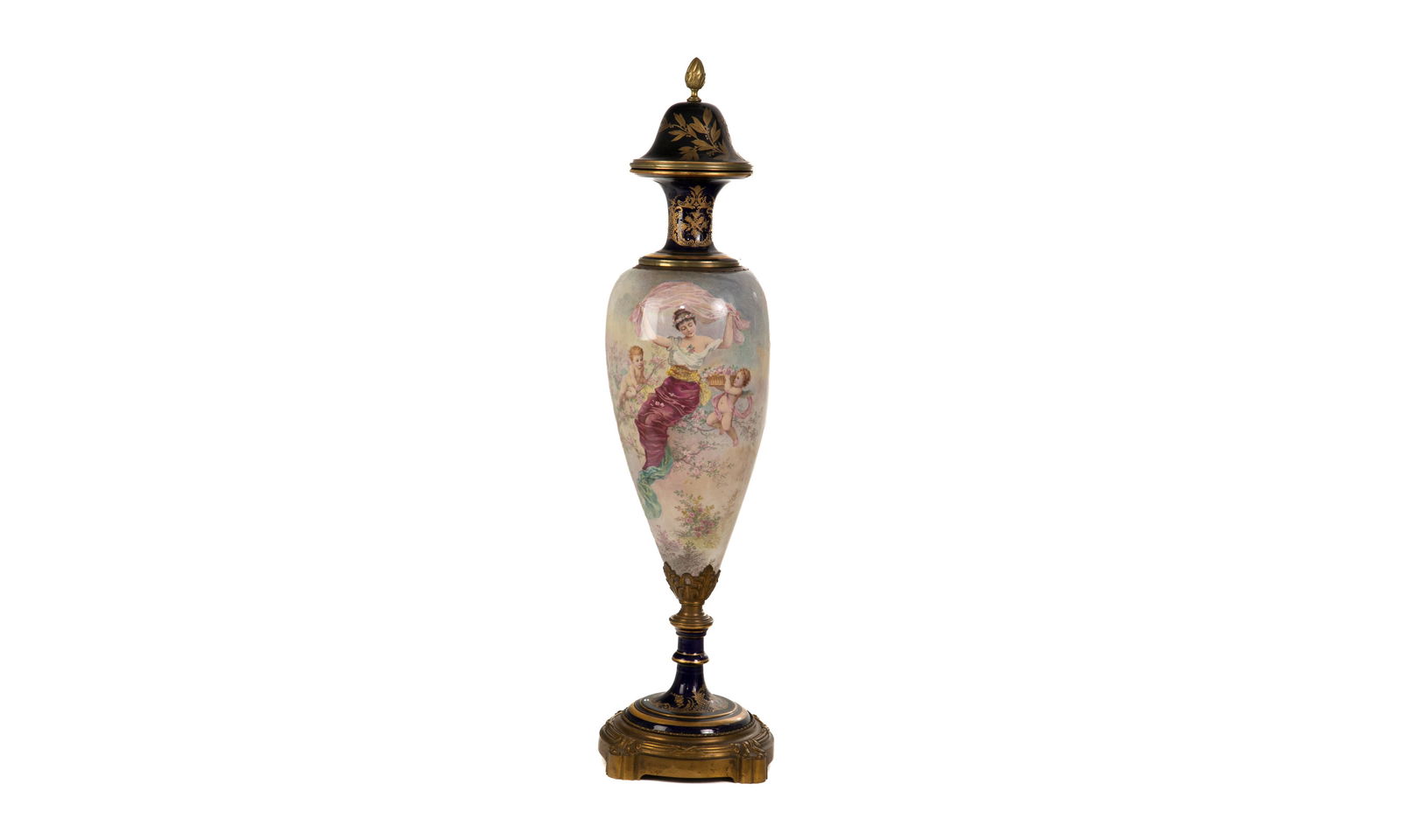 FRENCH HAND PAINTED PORCELAIN COVERED VASE (1 of 6)