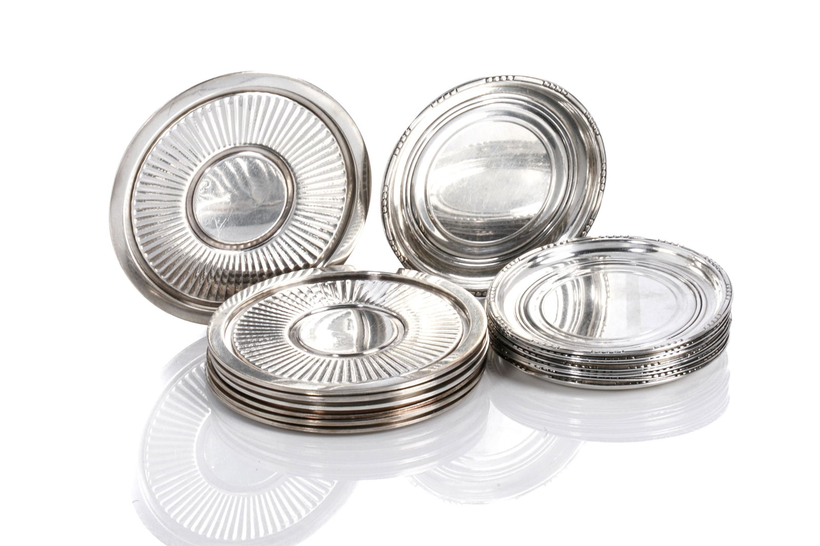 TWO SETS OF JENSEN SILVER COASTERS, no. 78 & 41B (1 of 5)