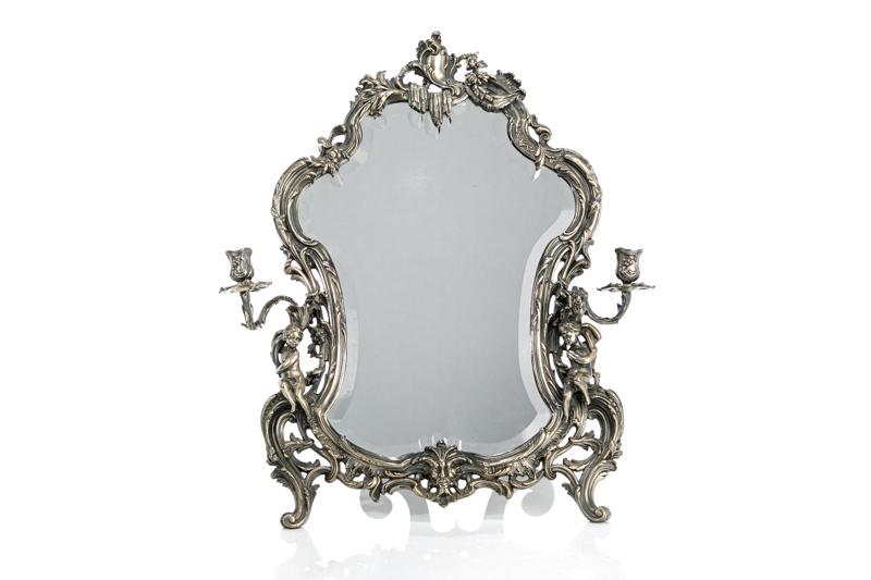 SILVERED BRONZE TABLE MIRROR (1 of 5)