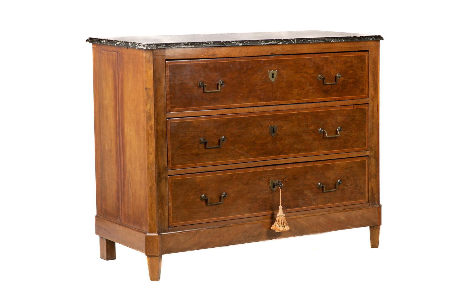 FRENCH BURLED WOOD MARBLE TOP COMMODE (1 of 5)