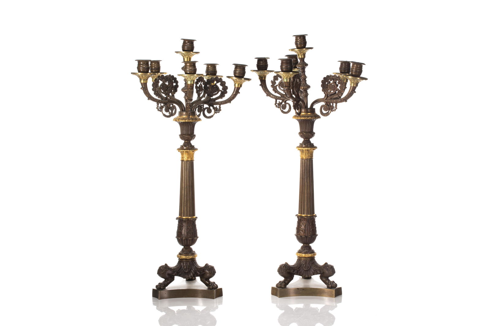 PAIR OF 19th C FRENCH BRONZE CANDELABRA (1 of 5)