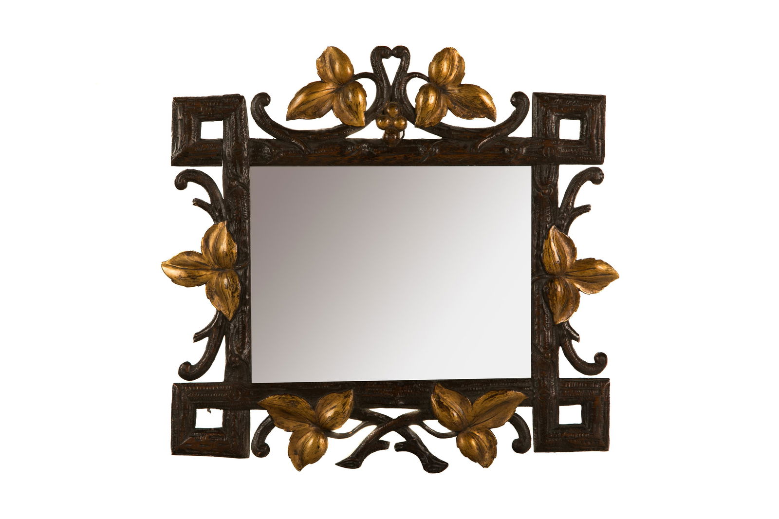 BLACK FOREST CARVED WOOD FRAMED MIRROR (1 of 2)