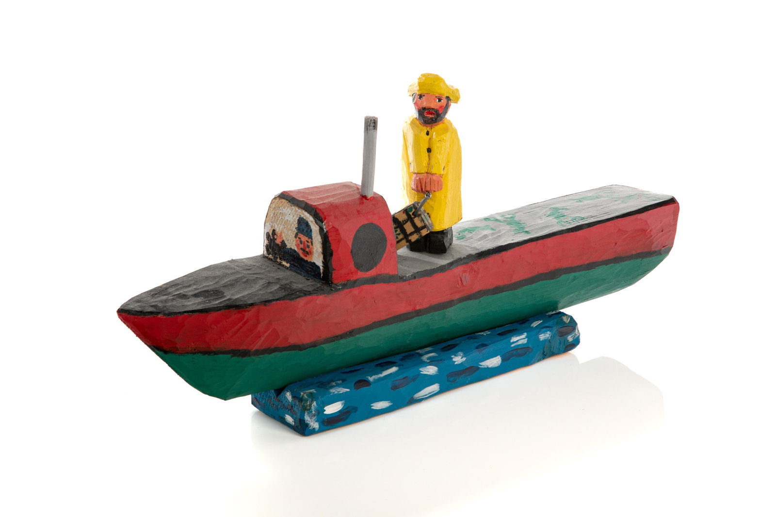 BRADFORD NAUGLER (Nova Scotia, b. 1948): Fisherman on Trawler (2010) Polychromed wood L: 24"