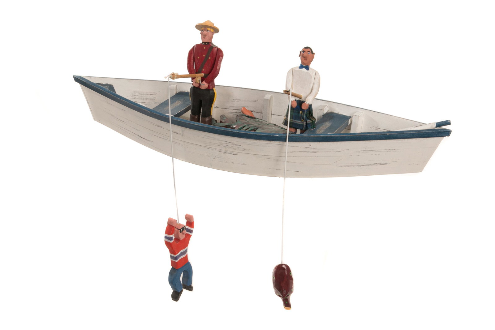 NOVA SCOTIA FOLK ART CARVING OF ROWBOAT (1 of 4)