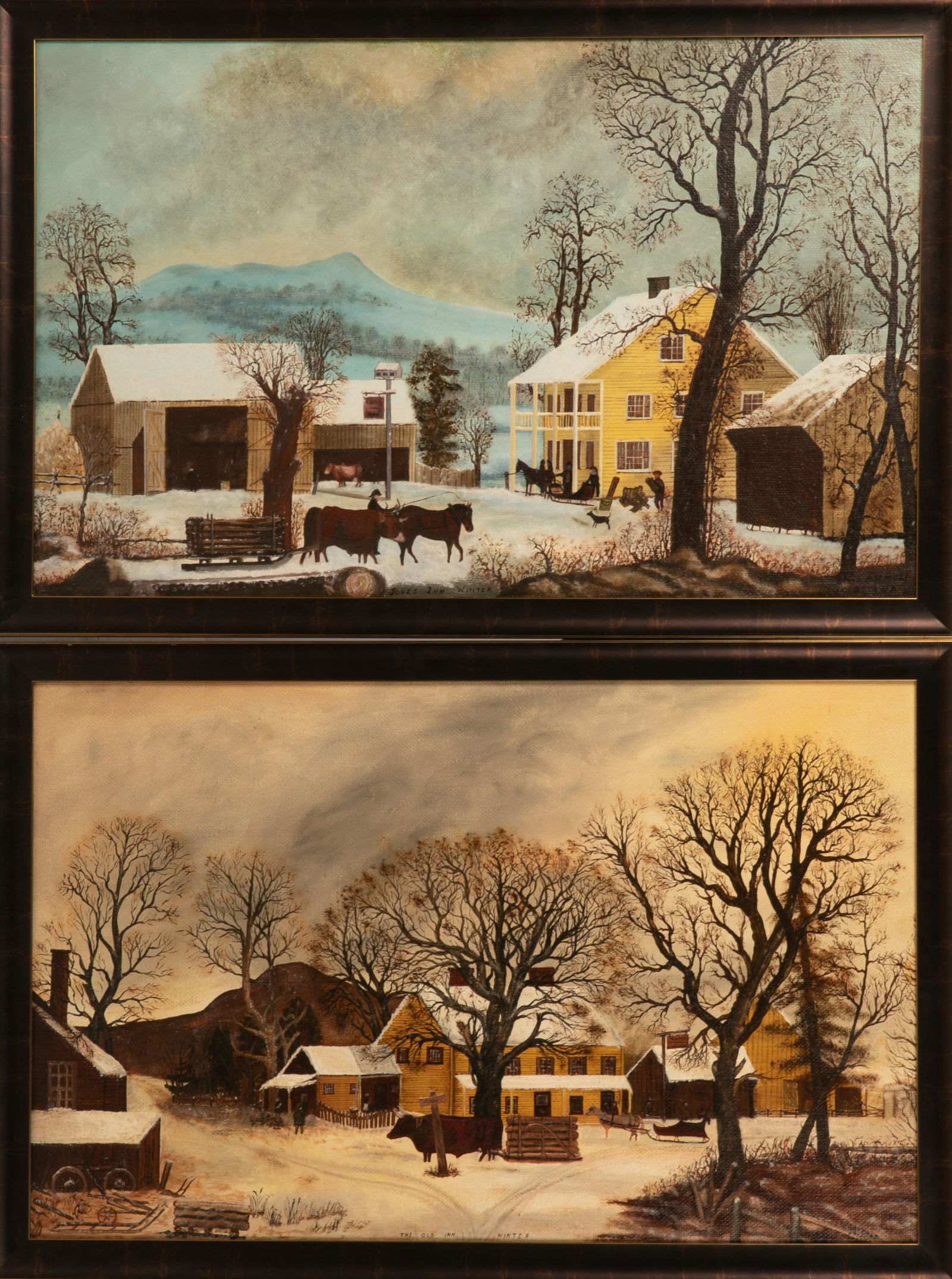 TWO PRIMITIVE PAINTINGS OF COUNTRY INNS (1 of 5)