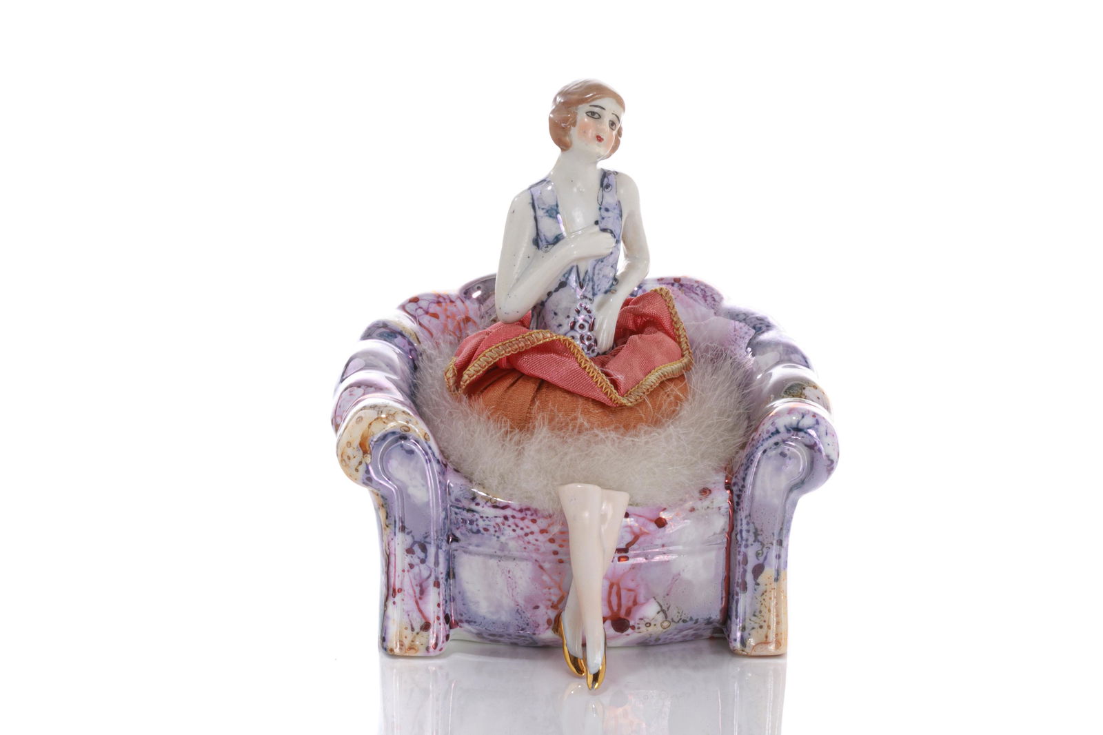 GERMAN ART DECO FIGURAL PORCELAIN POWDER PUFF (1 of 3)