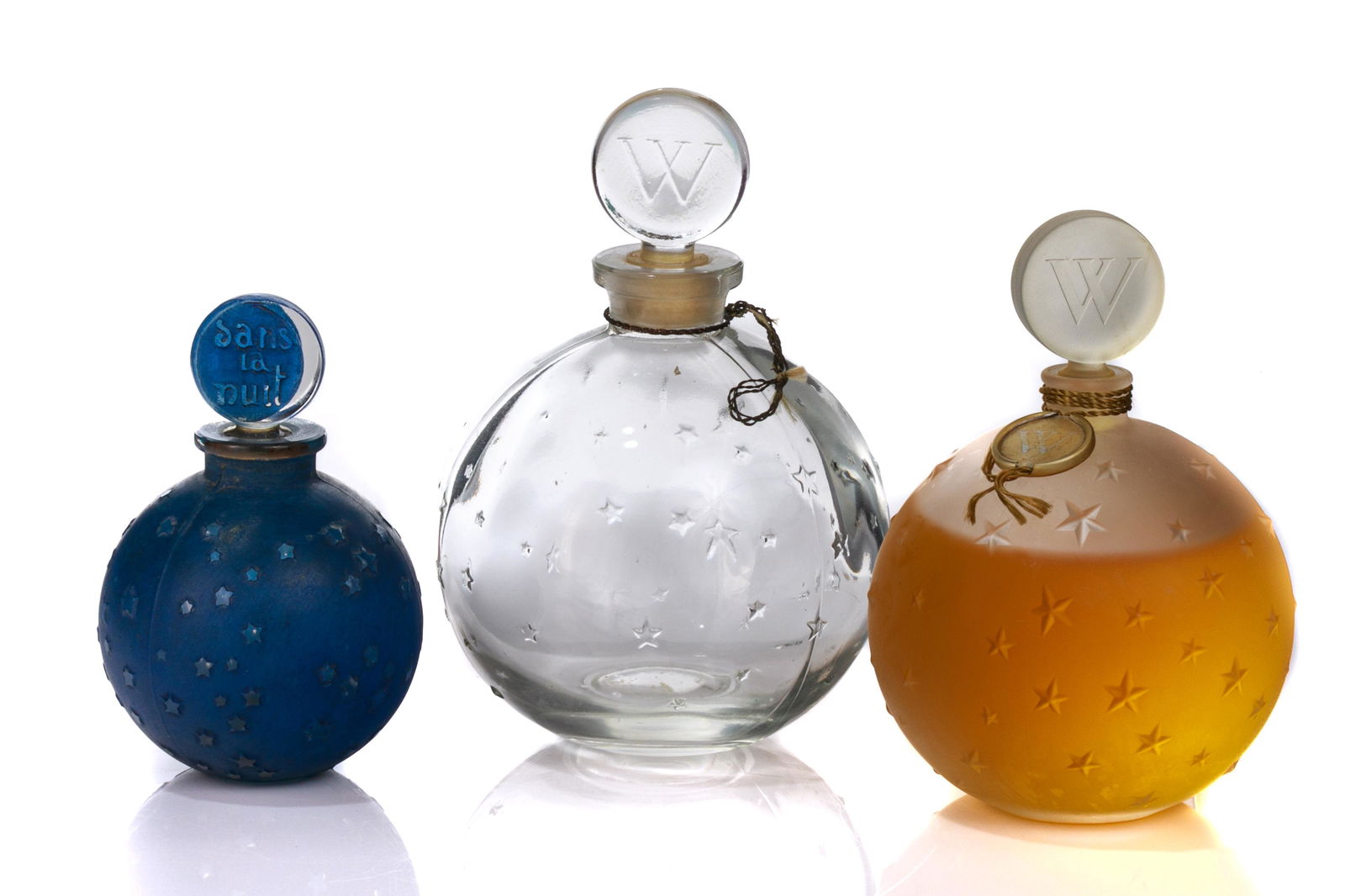 THREE FRENCH WORTH PERFUME FLACONS (1 of 5)