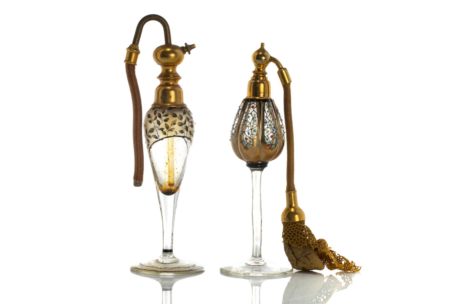 TWO FRENCH ART DECO GLASS PERFUME ATOMIZERS (1 of 4)