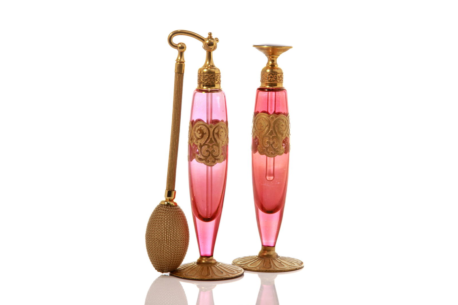 PAIR OF DEVILBISS ART DECO GLASS PERFUME BOTTLES (1 of 2)