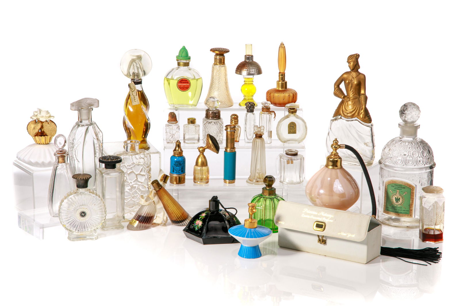 GROUP OF ANTIQUE & VINTAGE GLASS PERFUME BOTTLES (1 of 4)