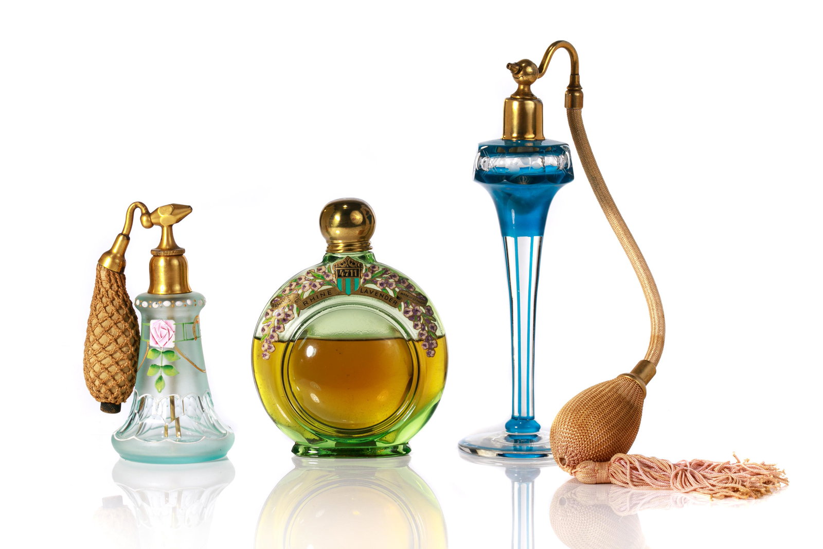 DEVILBISS ART DECO BLUE GLASS ATOMIZER (1 of 1)