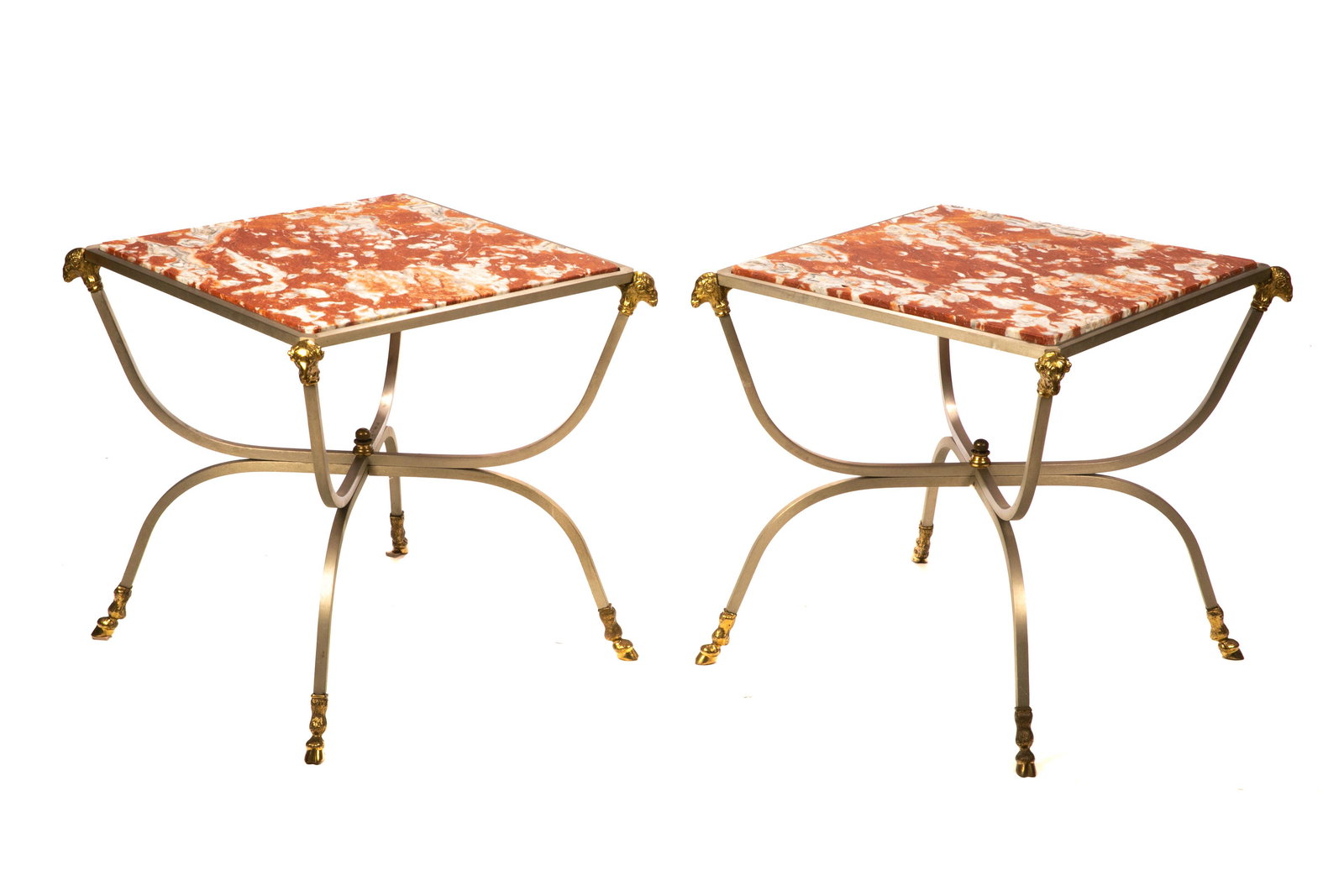WROUGHT IRON & MARBLE SIDE TABLES (1 of 6)