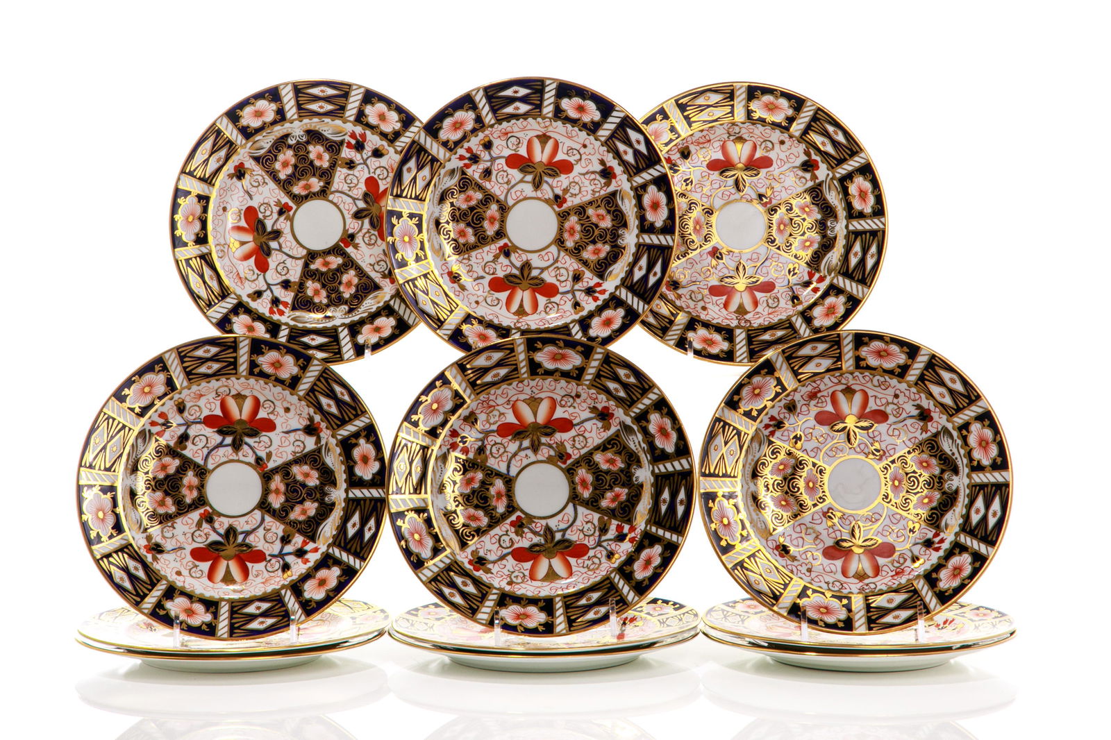 TWELVE ROYAL CROWN DERBY PORCELAIN DESSERT PLATES (1 of 2)