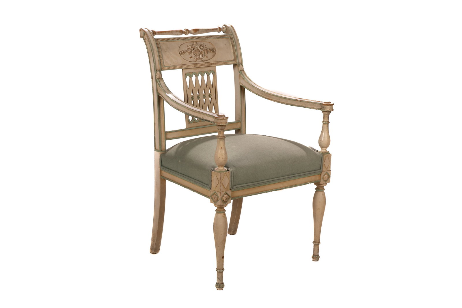 SINGLE FRENCH PAINTED ARMCHAIR (1 of 6)
