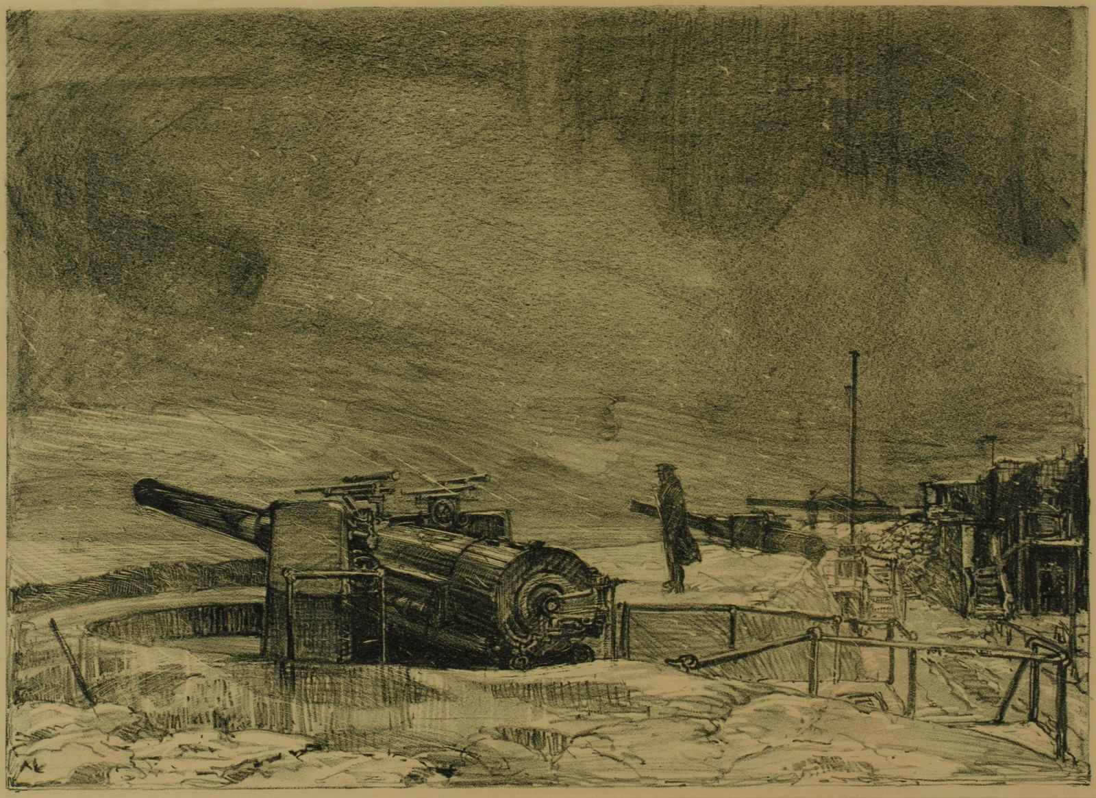 ARTHUR LISMER (Canadian, 1885-1969): Harbour Defence- Winter Lithograph Size: 17 x 24 in.