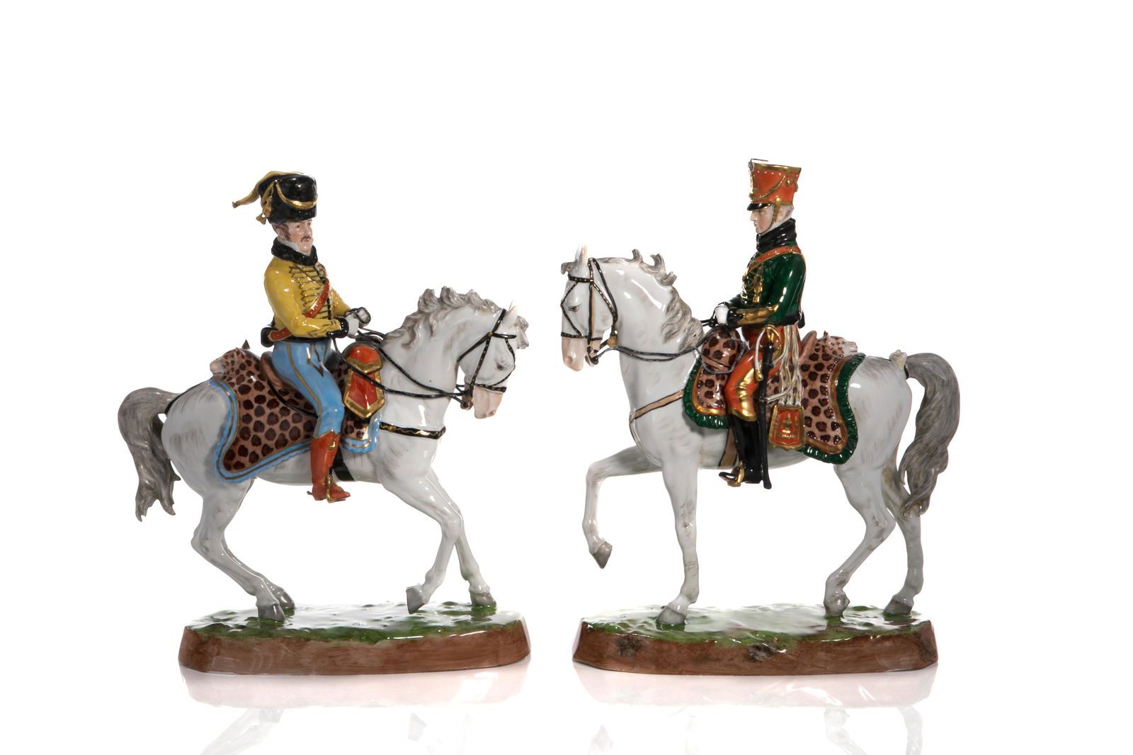 PAIR OF DRESDEN PORCELAIN EQUESTRIAN FIGURES (1 of 5)
