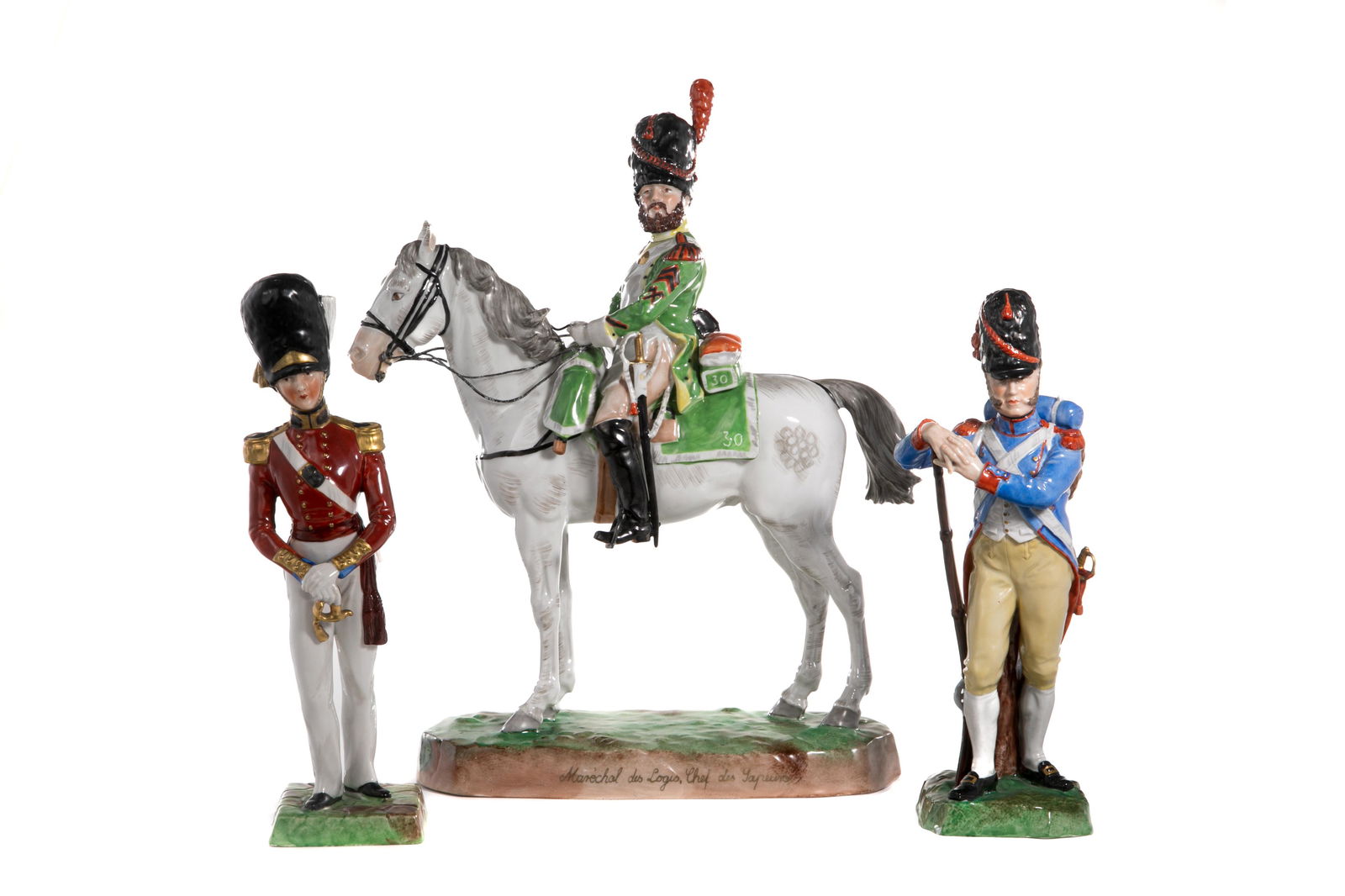 THREE DRESDEN PORCELAIN NAPOLEONIC FIGURES (1 of 4)