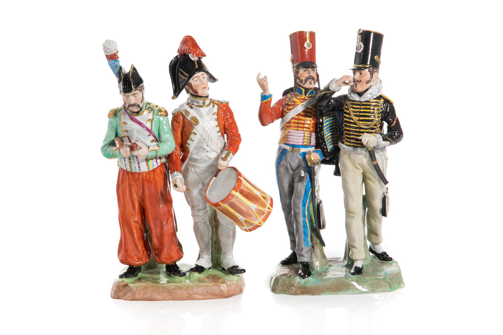 TWO DRESDEN PORCELAIN NAPOLEONIC FIGURAL GROUPS (1 of 4)
