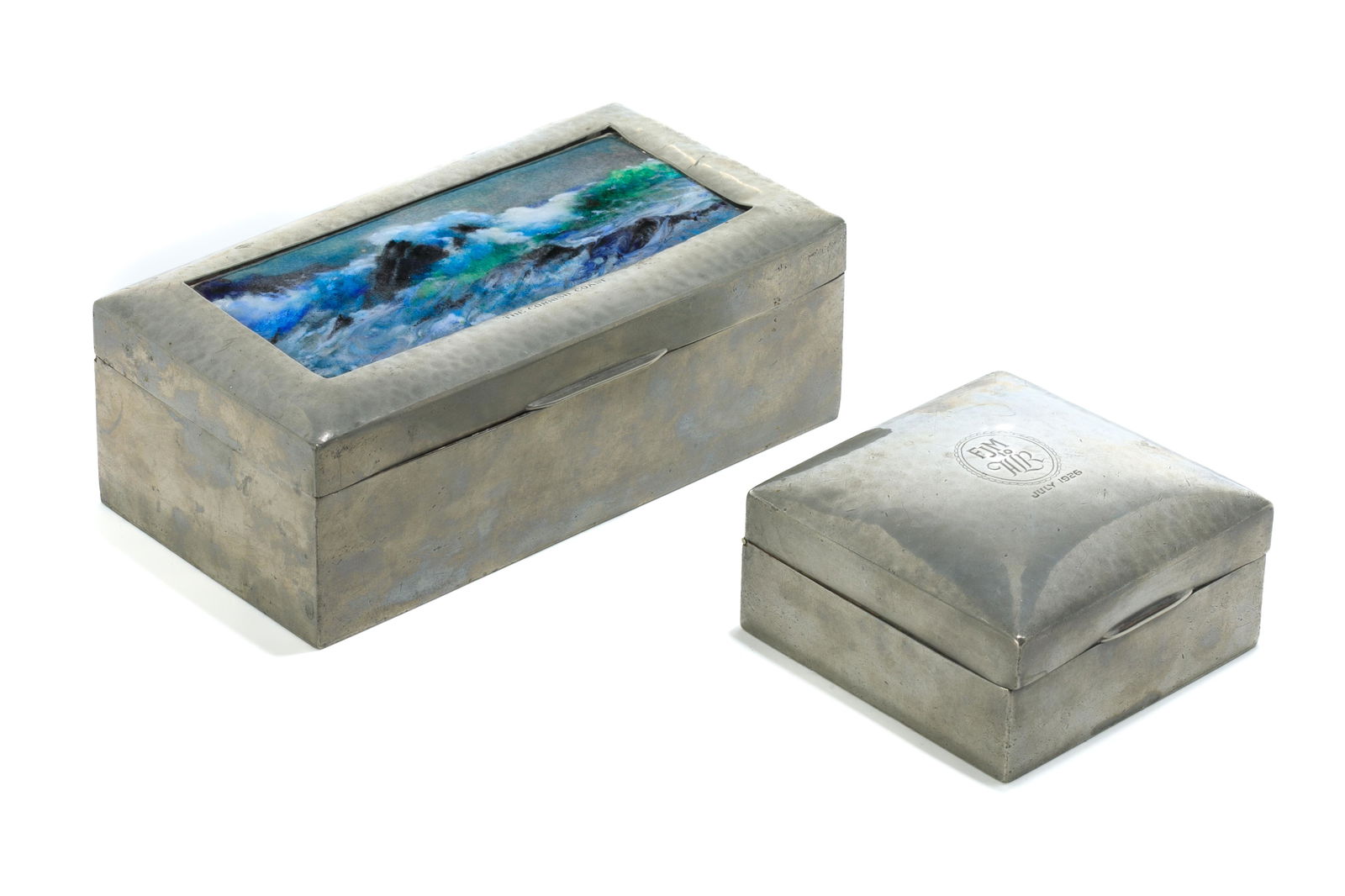 TWO ARTS & CRAFTS ENGLISH LIBERTY PEWTER BOXES (1 of 5)