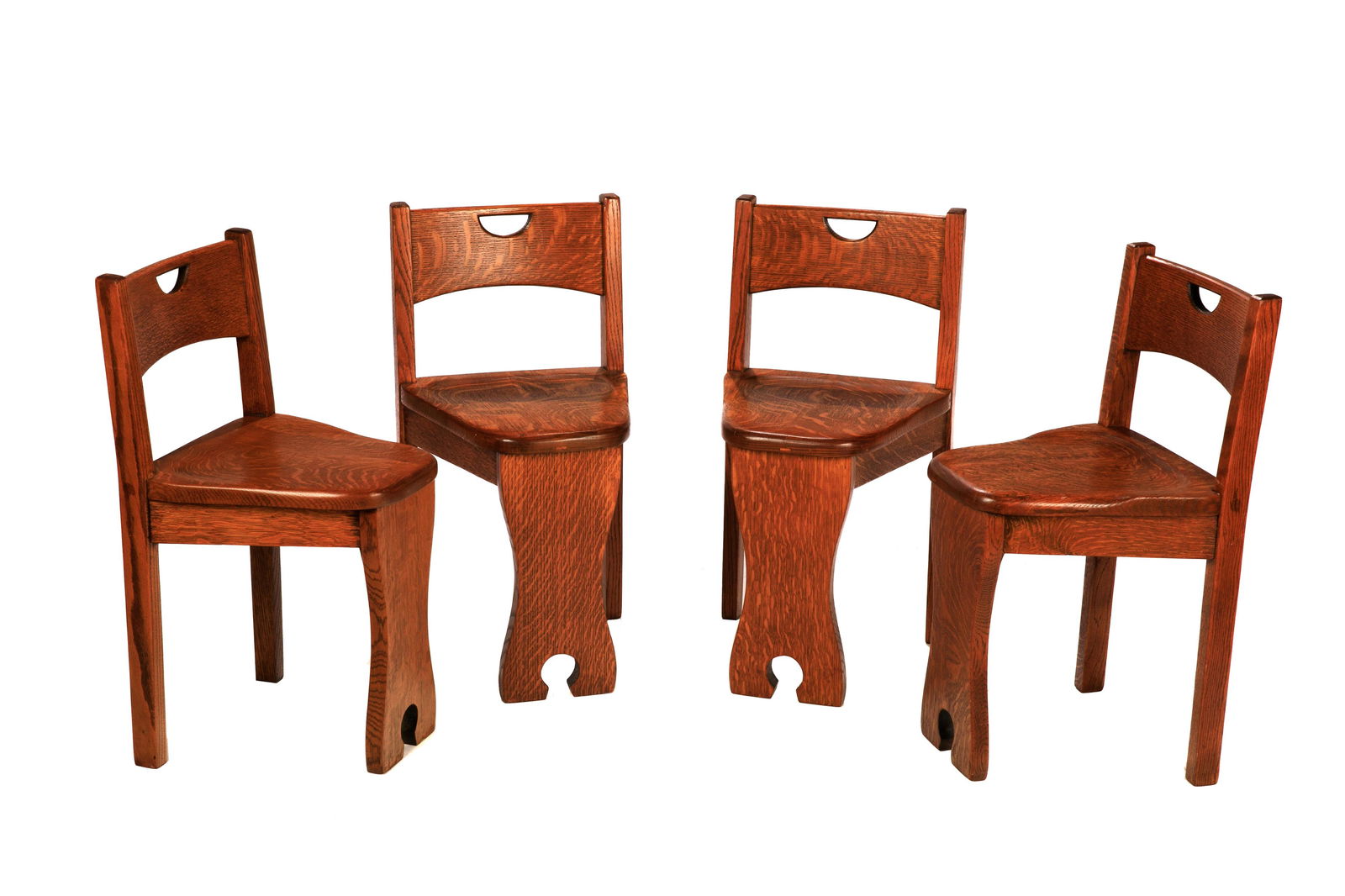 FOUR STICKLEY BROTHERS OAK GAME CHAIRS (1 of 2)
