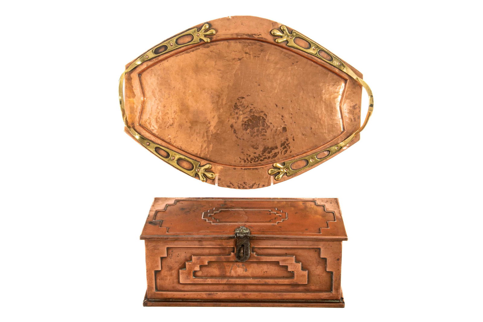 TWO HAMMERED COPPER ARTS & CRAFTS DESK ACCESSORIES (1 of 2)