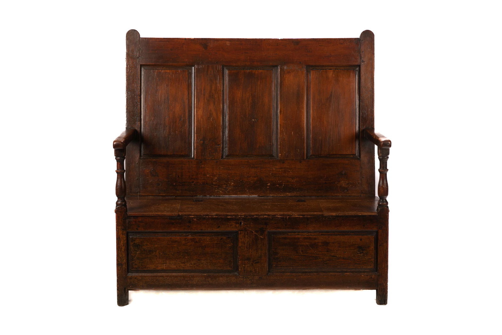 ANTIQUE ENGLISH PINE SETTLE BENCH (1 of 6)