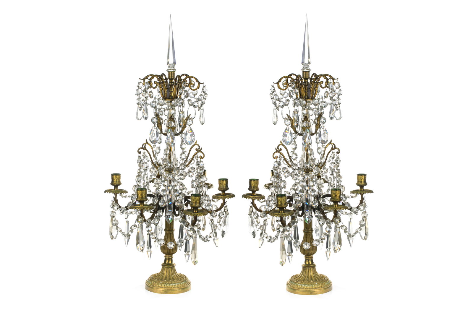 PAIR OF FRENCH ORMOLU & CUT GLASS GIRONDELLES (1 of 1)