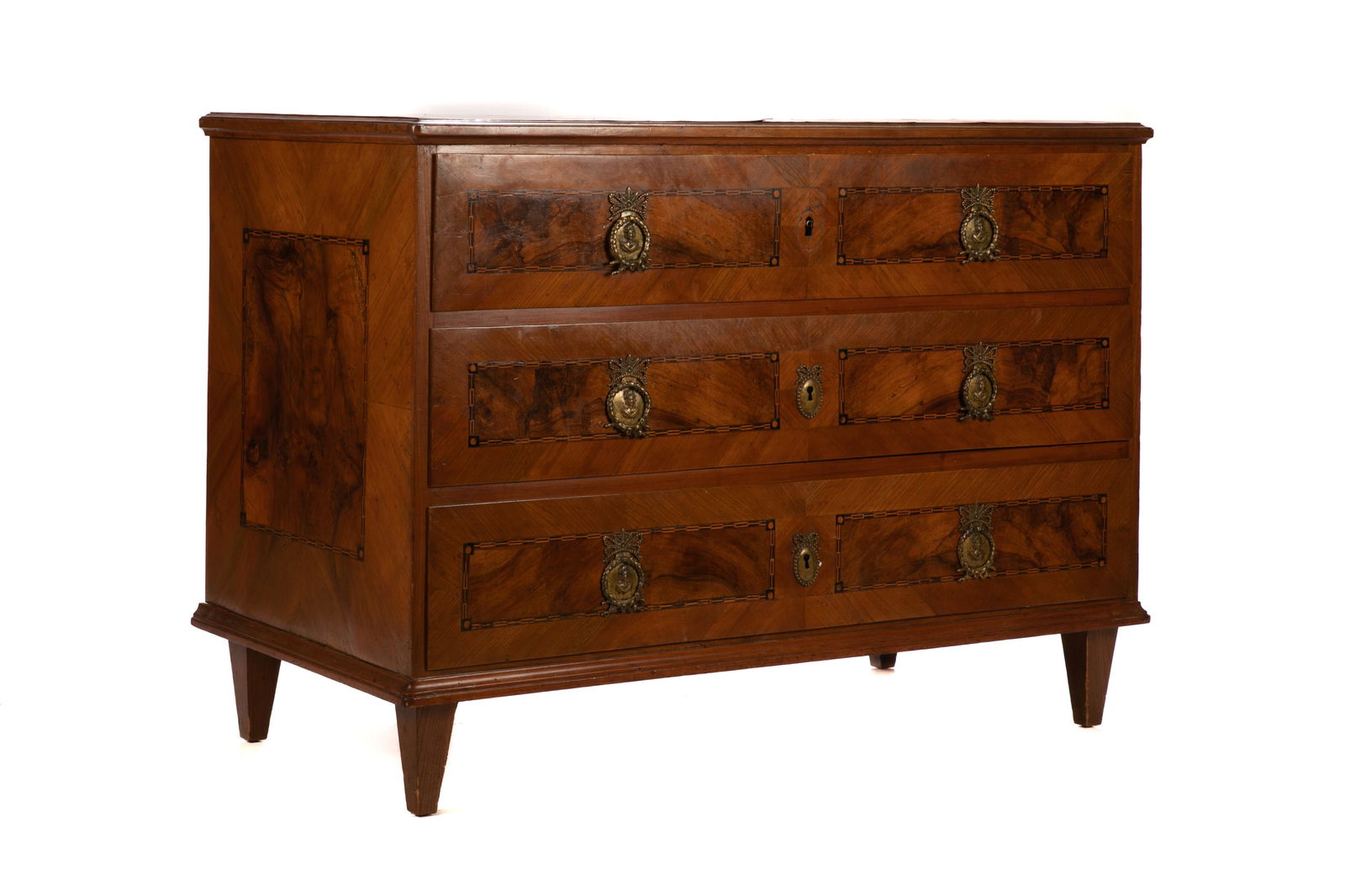 LATE 18th C AUSTRIAN THREE DRAWER CHEST (1 of 6)