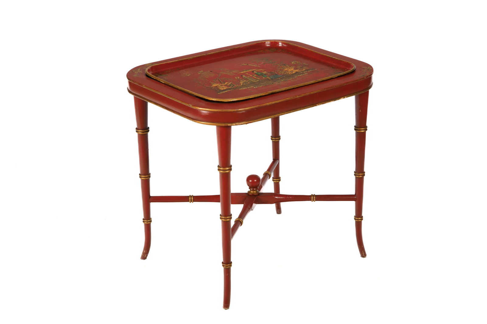 VICTORIAN RED LACQUER TRAY TABLE (1 of 3)
