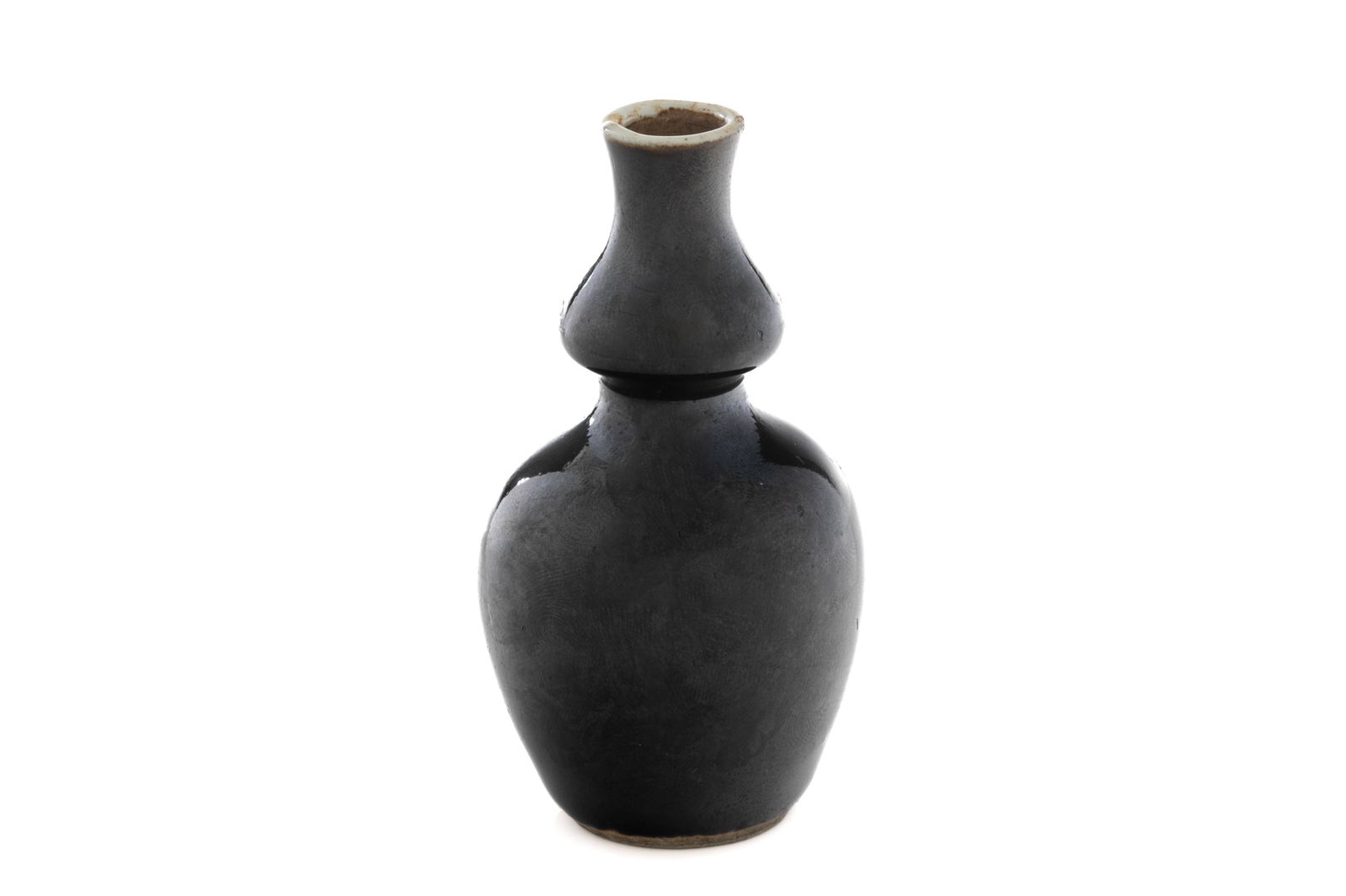 CHINESE BLACK GLAZED MINIATURE PORCELAIN VASE (1 of 2)