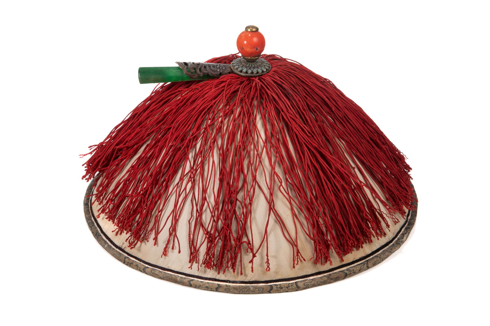 CHINESE COURT HAT WITH CORAL & JADEITE FINIAL (1 of 4)