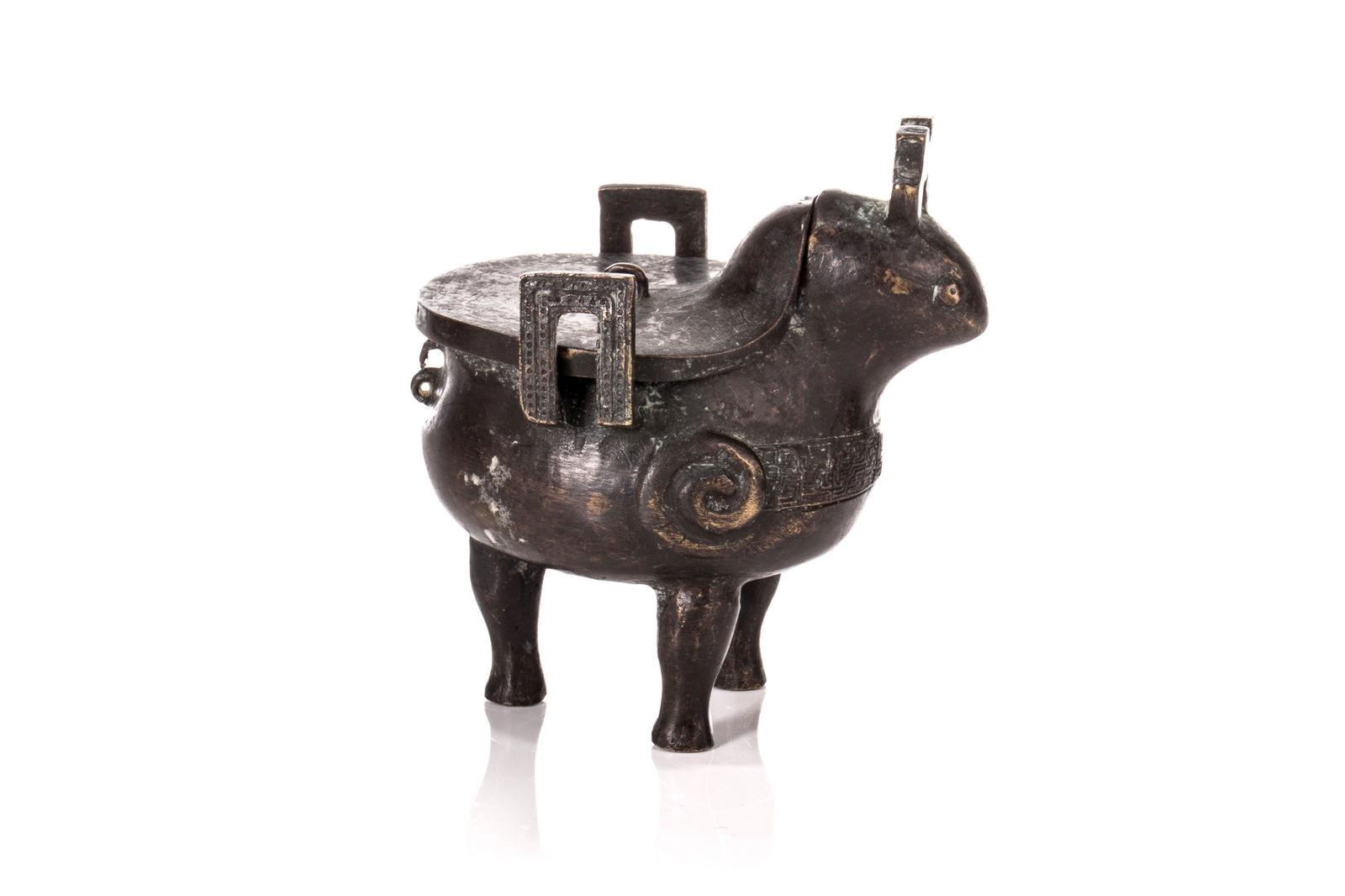 CHINESE KUAN FORM BRONZE OIL LAMP (1 of 5)