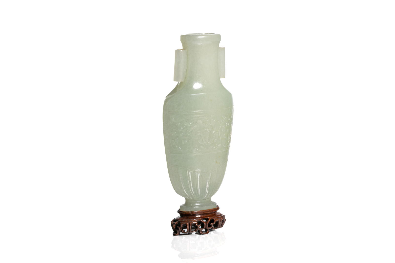 CHINESE 18TH C CELADON JADE FLAT ARROW VASE (1 of 4)