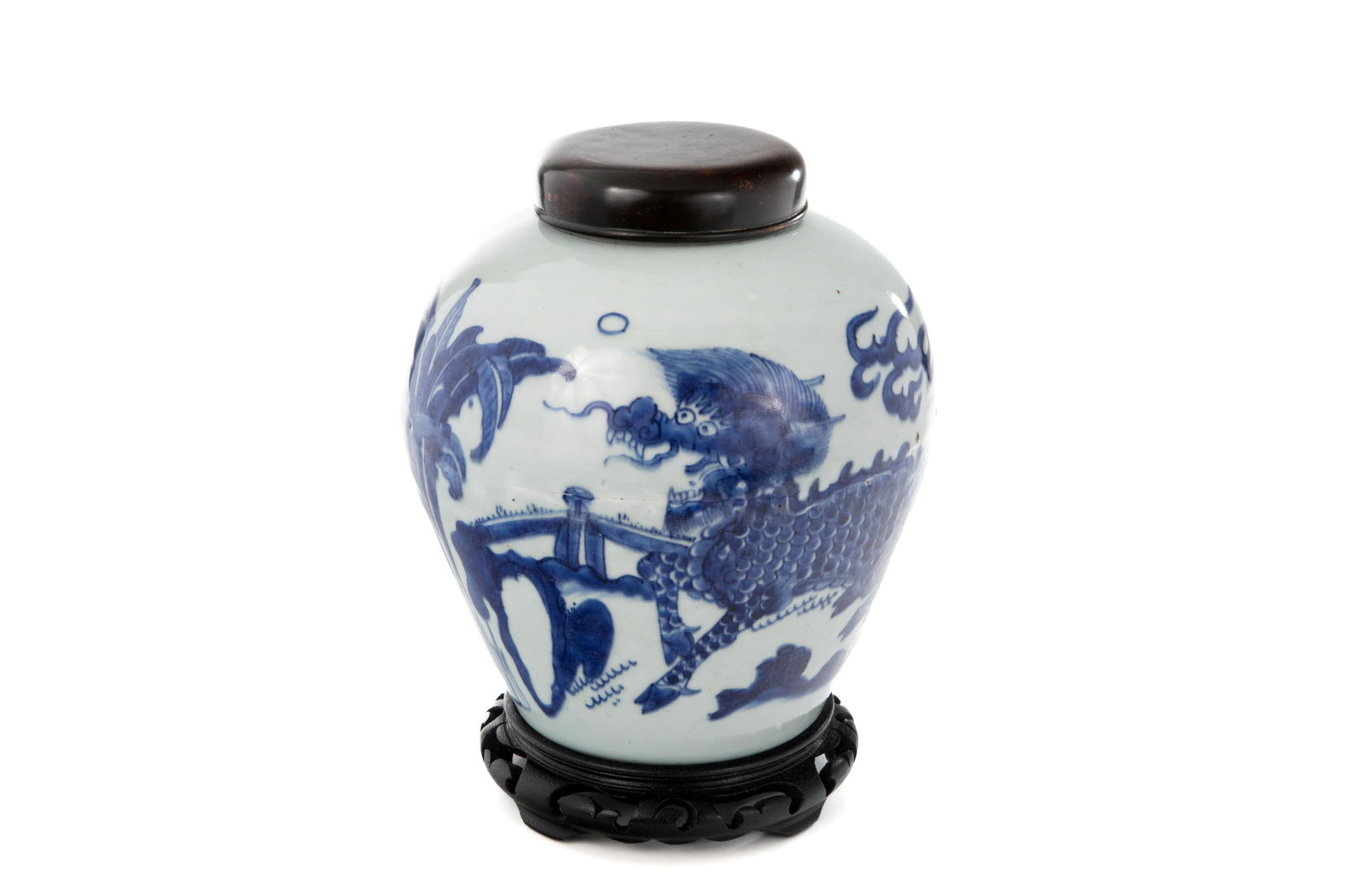 CHINESE BLUE & WHITE PORCELAIN QILIN JAR (1 of 4)