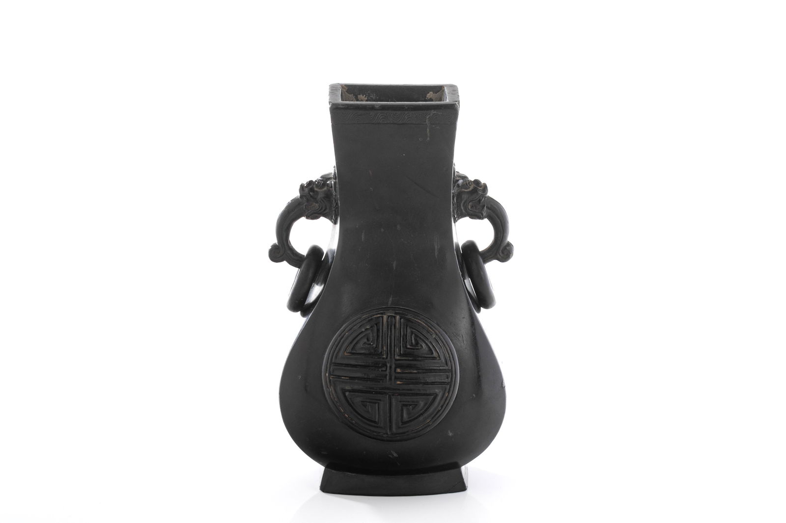 CHINESE CARVED BLACK JADE STONE VASE (1 of 4)