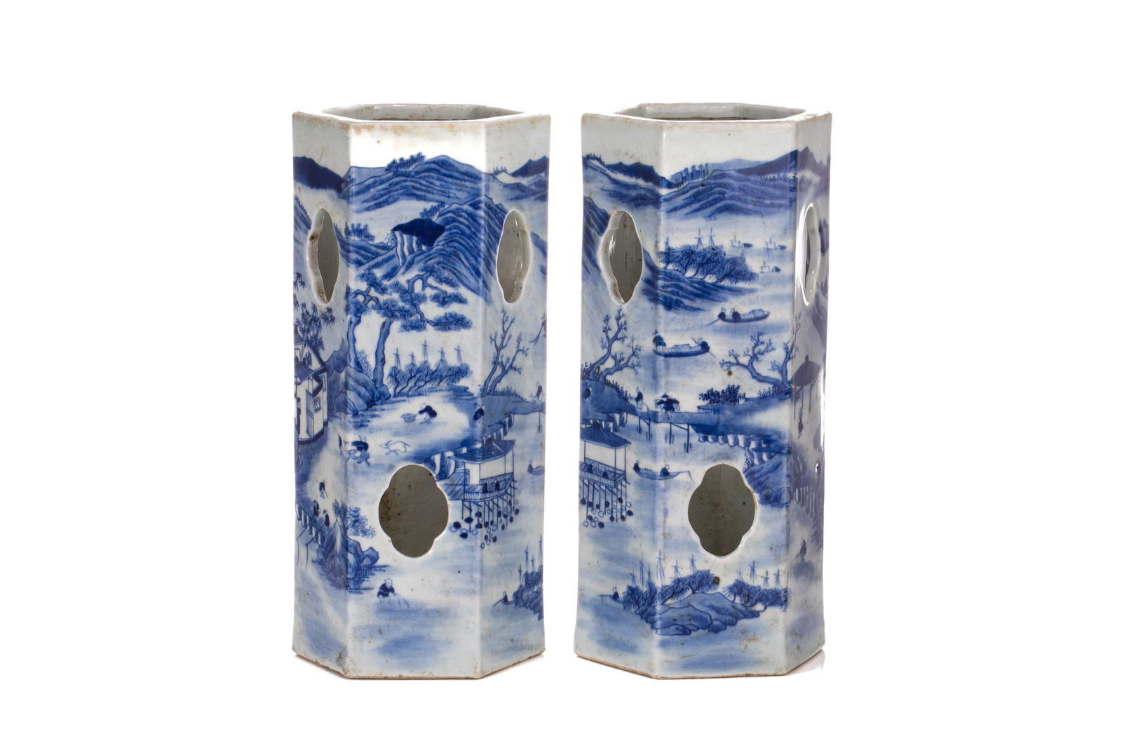 PAIR OF CHINESE BLUE & WHITE PORCELAIN HAT HOLDER (1 of 4)